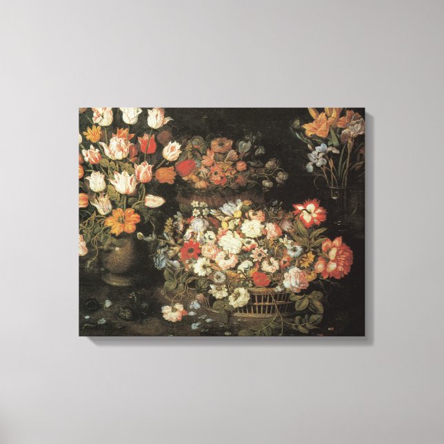 Stilleben blommor, Vintage Floral Barock Canvastryck (Framsida)