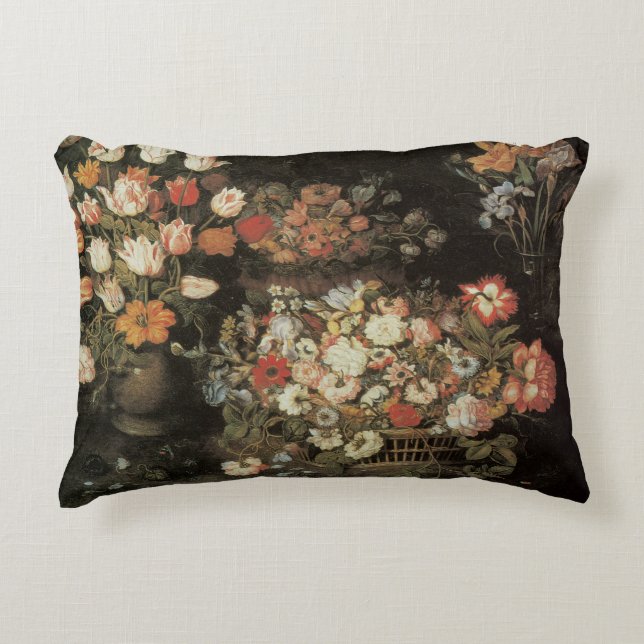 Stilleben blommor, Vintage Floral Barock Prydnadskudde (Framsidan)