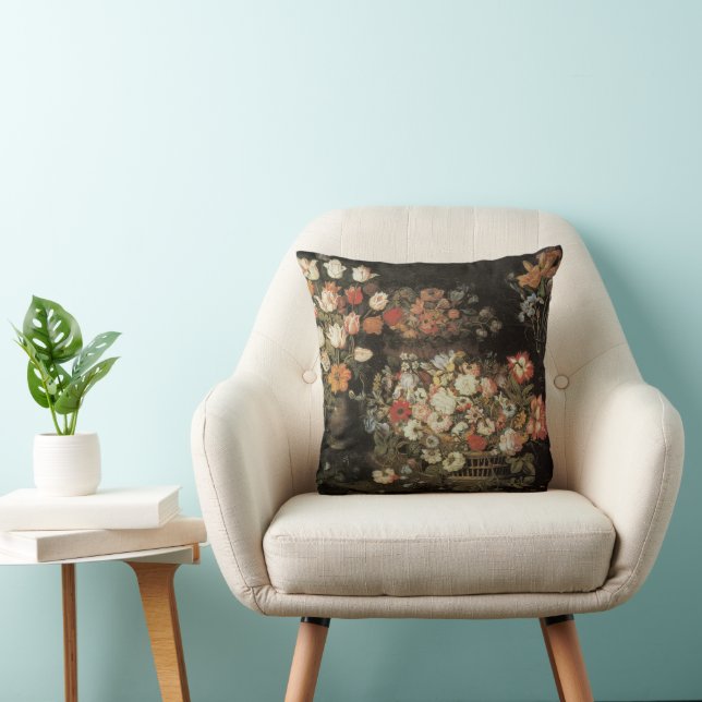 Stilleben blommor, Vintage Floral Baroque Kudde (Stol)