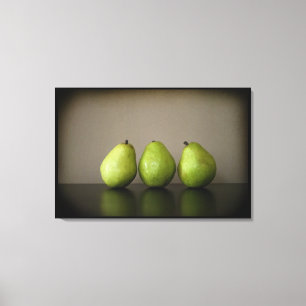 Stilleben för tre pears fotograferar på kanfas canvastryck