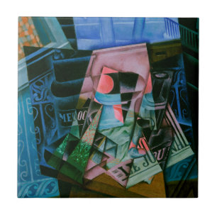 Stilleben framför ett öppet fönster av Juan Gris Kakelplatta