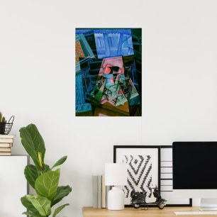 Stilleben framför ett öppet fönster av Juan Gris Poster