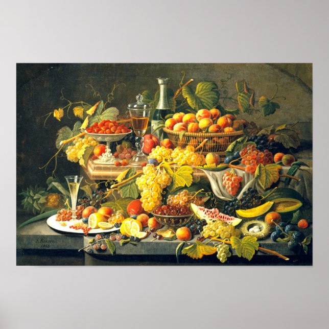 Stilleben: Frukt 1855 Av Severin Roesen - Poster (Framsidan)