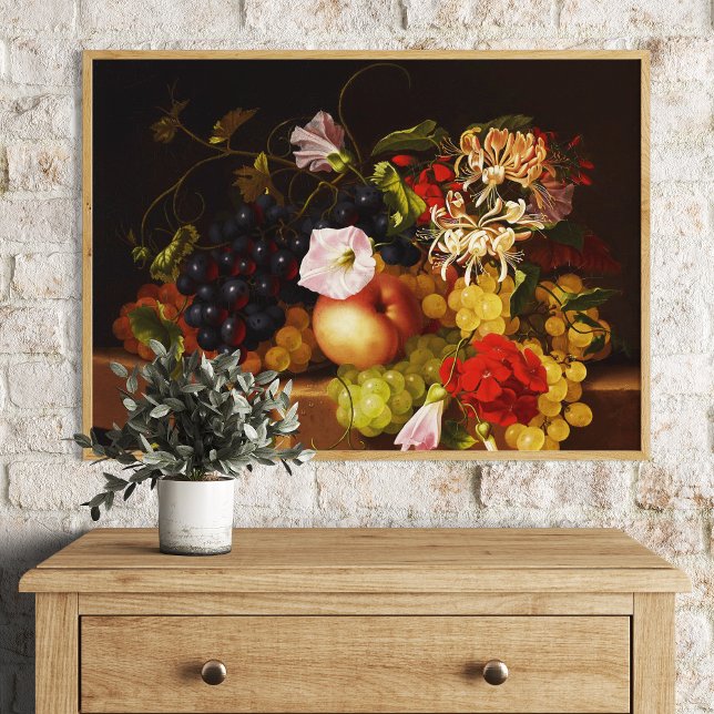 Stilleben  Frukter och blommor av Adelheid Dietric Fototryck (Skapare uppladdad)