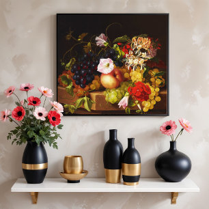 Stilleben Frukter och blommor av Adelheid Dietric Poster