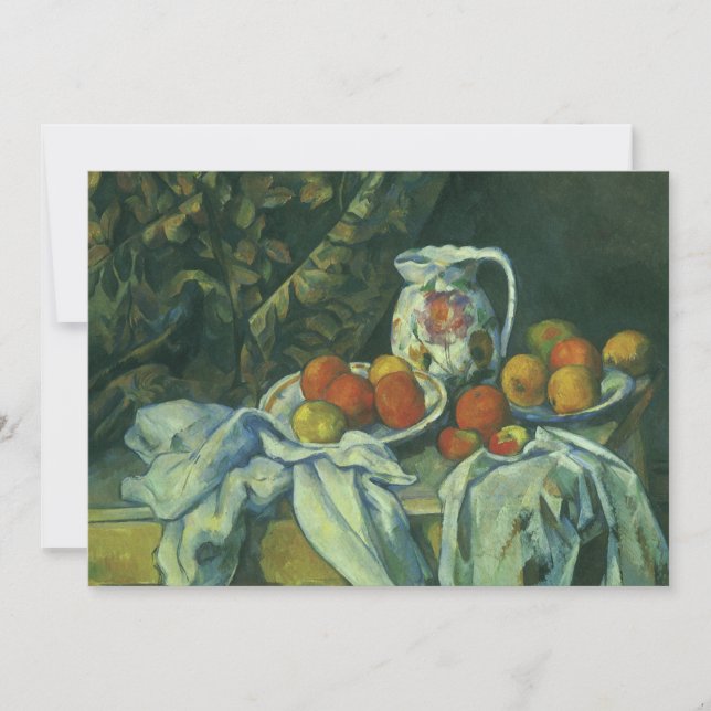 Stilleben, gardin och kanna av Paul Cezanne (Framsida)