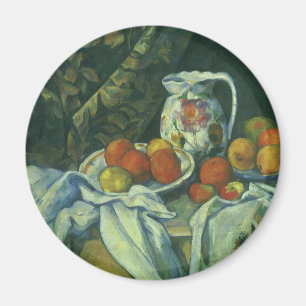 Stilleben, gardin och kanna av Paul Cezanne Magnet
