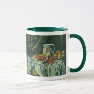 Stilleben, gardin och kanna av Paul Cezanne Mugg