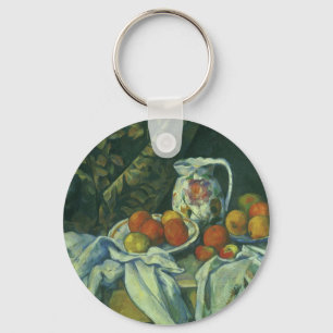 Stilleben, gardin och kanna av Paul Cezanne Nyckelring