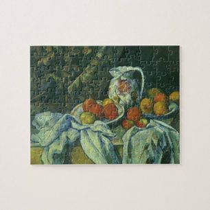 Stilleben, gardin och kanna av Paul Cezanne Pussel
