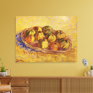 Stilleben, Korg med äpplen av Vincent van Gogh Canvastryck