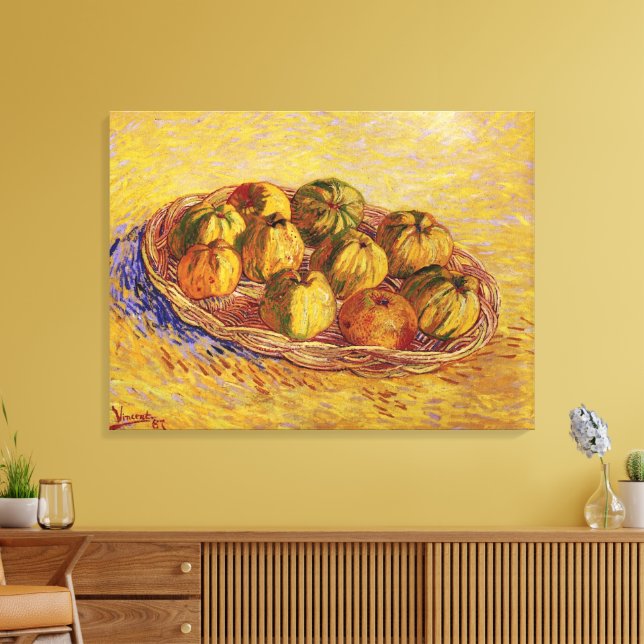 Stilleben, Korg med äpplen av Vincent van Gogh Canvastryck (Insitu (Vardagsrum))