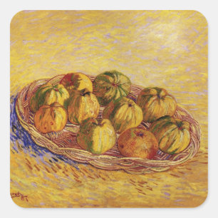 Stilleben, korg med äpplen av Vincent van Gogh Fyrkantigt Klistermärke