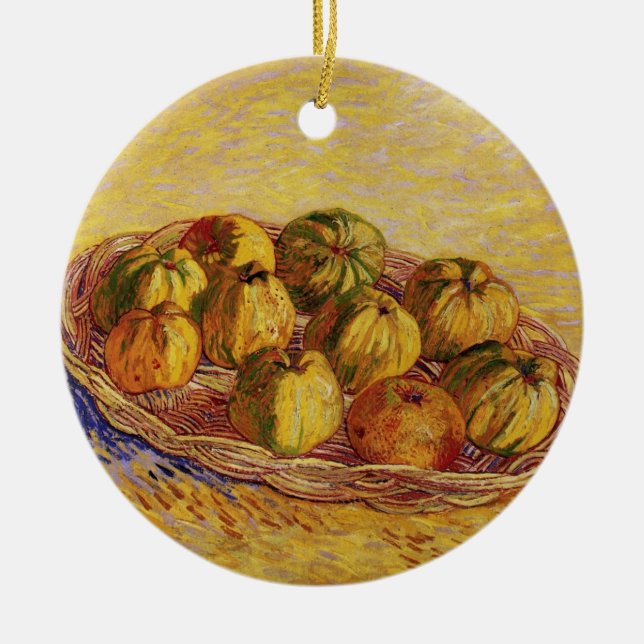 Stilleben, korg med äpplen av Vincent van Gogh Julgransprydnad Keramik (Framsidan)