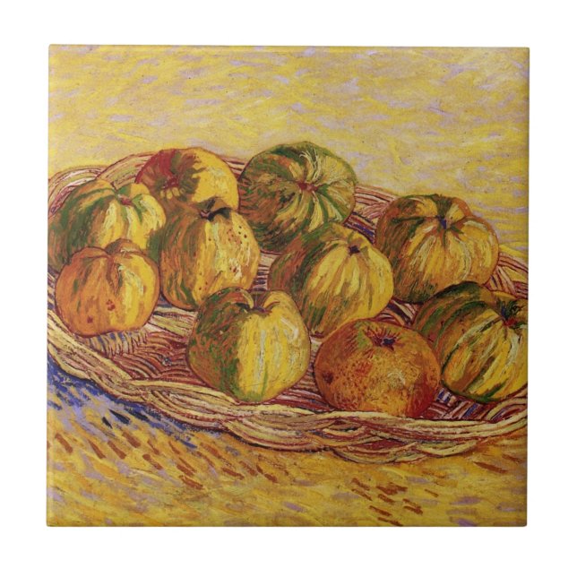 Stilleben, korg med äpplen av Vincent van Gogh Kakelplatta (Framsidan)
