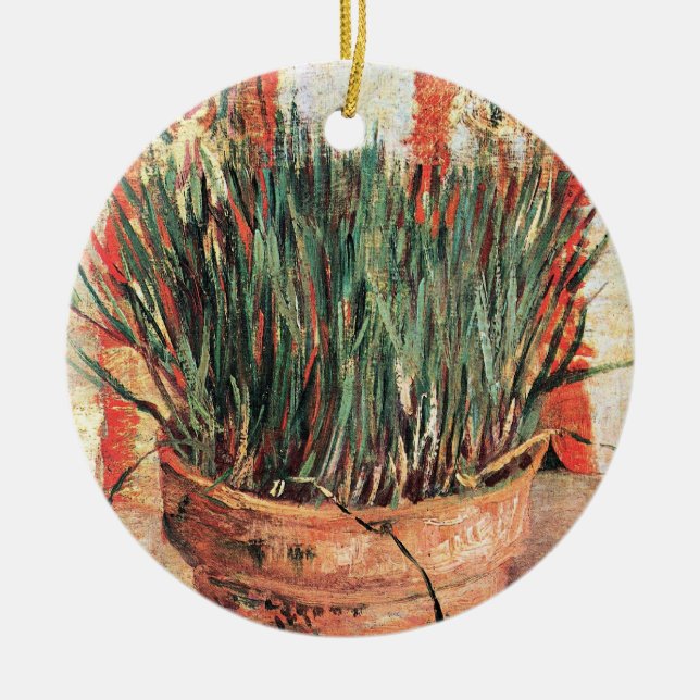 Stilleben Krukväxt med Gräslök av Vincent van Gogh Julgransprydnad Keramik (Framsidan)