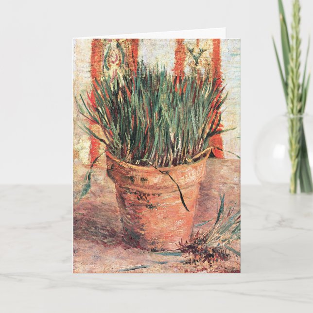 Stilleben Krukväxt med Gräslök av Vincent van Gogh Kort (Framsida)