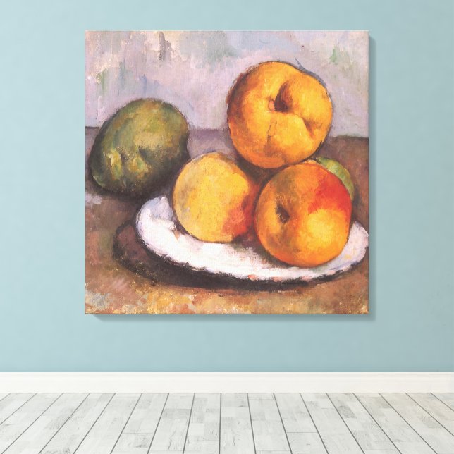 Stilleben Kvintus, Äpplen, Päron av Paul Cezanne Canvastryck (Insitu (trägolv))