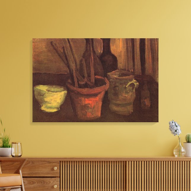 Stilleben Målarpenslar i kruka av Vincent van Gogh Canvastryck (Insitu (Vardagsrum))