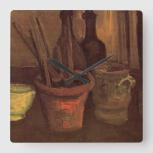 Stilleben Målarpenslar i kruka av Vincent van Gogh Fyrkantig Klocka
