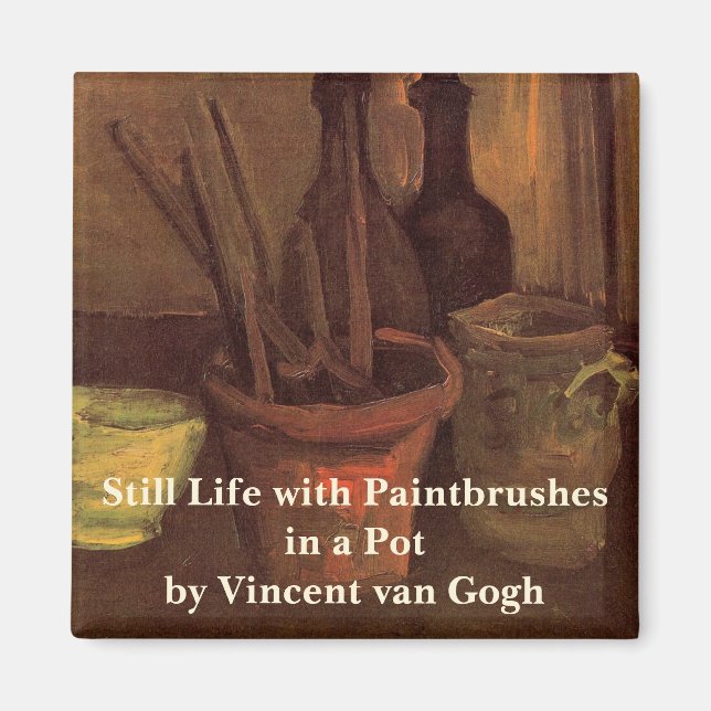 Stilleben Målarpenslar i kruka av Vincent van Gogh Magnet (Framsidan)