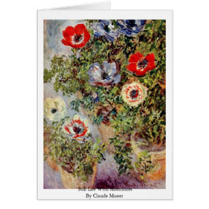 Stilleben med anemoner vid Claude Monet Hälsningskort