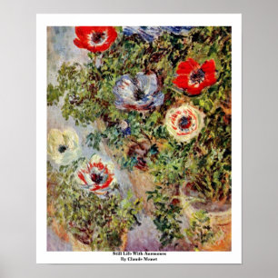 Stilleben med anemoner vid Claude Monet Poster