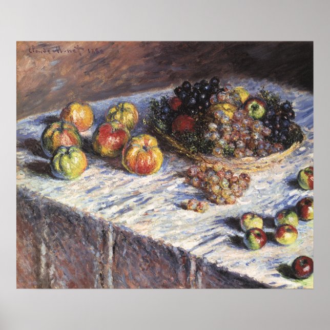Stilleben med äpplen och vindruvor av Claude Monet Poster (Framsidan)
