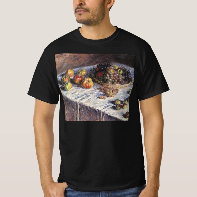 Stilleben med äpplen och vindruvor av Claude Monet Tee (Framsida)
