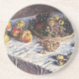 Stilleben med äpplen och vindruvor av Claude Monet Underlägg Sandsten