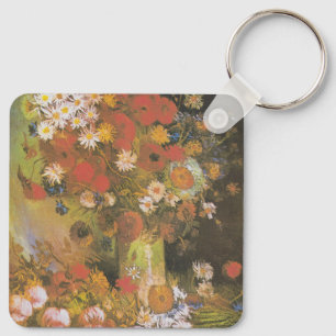 Stilleben med blommor av Van Gogh, röda vallmo och Nyckelring
