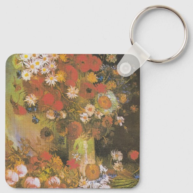 Stilleben med blommor av Van Gogh, röda vallmo och Nyckelring (Baksida)