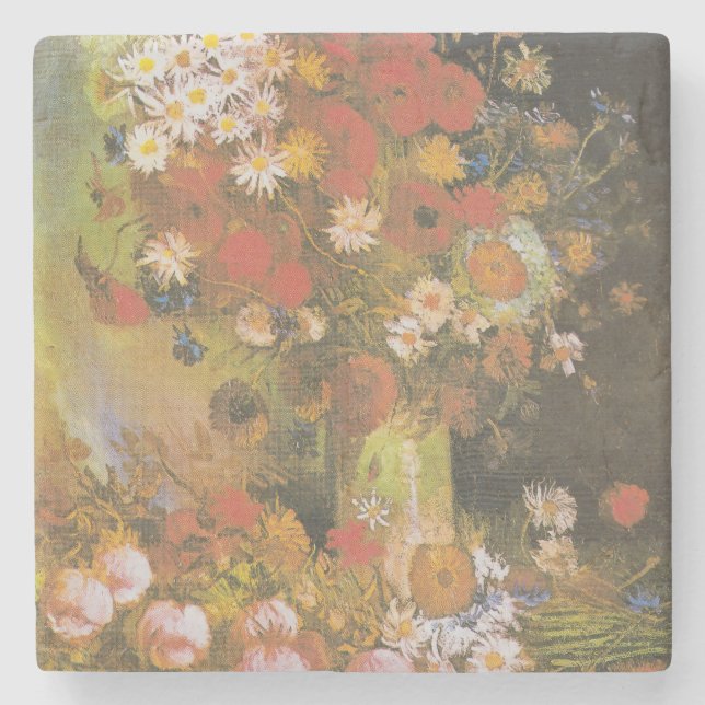 Stilleben med blommor av Van Gogh, röda vallmo och Stenunderlägg (Framsidan)