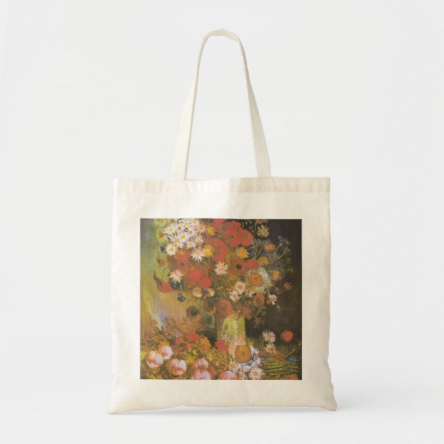 Stilleben med blommor av Van Gogh, röda vallmo och Tygkasse (Framsidan)