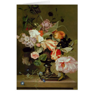 Stilleben med blommor hälsningskort
