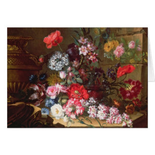 Stilleben med blommor hälsningskort