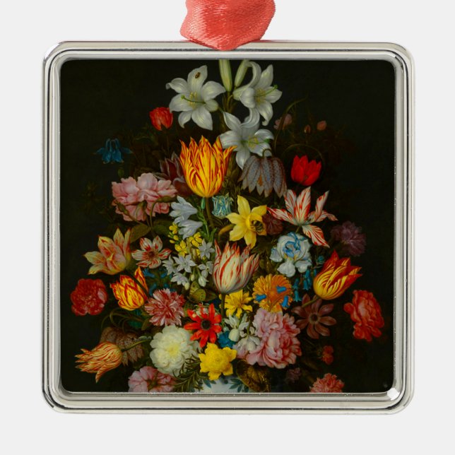 Stilleben med blommor i en Wan-Li-vas Julgransprydnad Metall (Framsidan)