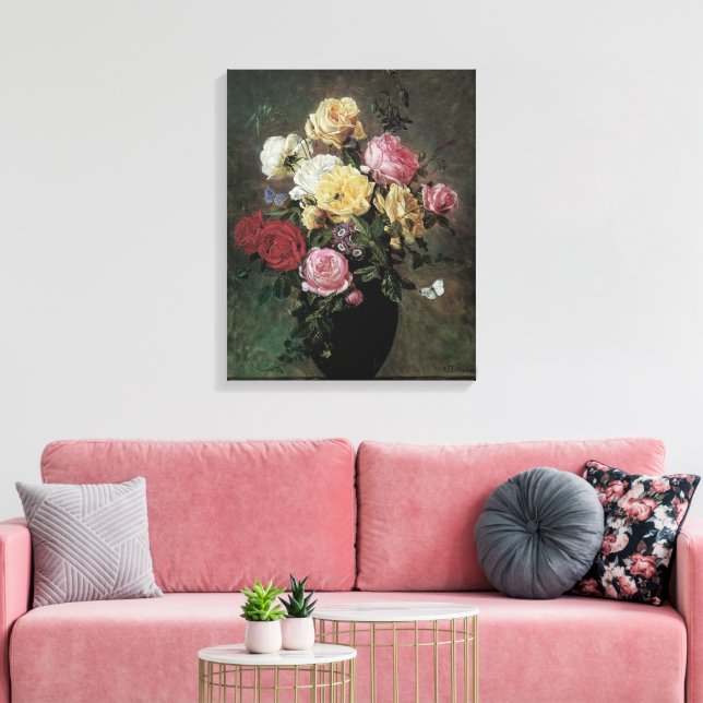 Stilleben med blommor i vas av Olaf Hermansen Canvastryck (Insitu (Vardagsrum))