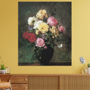 Stilleben med blommor i vas av Olaf Hermansen Canvastryck