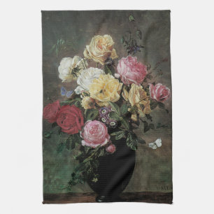 Stilleben med blommor i vas av Olaf Hermansen Kökshandduk