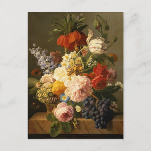 Stilleben med blommor och frukt, 1827 vykort