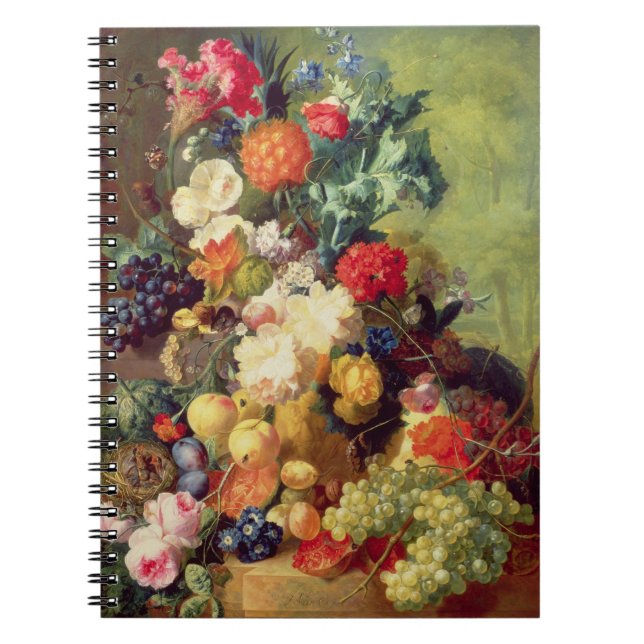 Stilleben med blommor och frukt anteckningsbok med spiral (Framsidan)