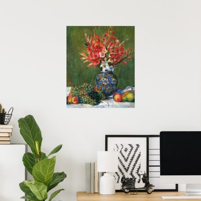 Stilleben med blommor och frukt av Pierre Renoir Poster (Hemmakontoret)