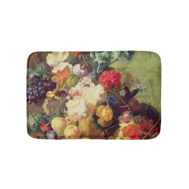 Stilleben med blommor och frukt badrumsmatta (Framsidan)