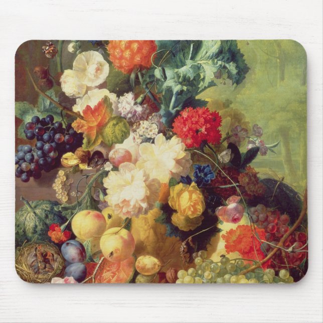 Stilleben med blommor och frukt musmatta (Framsidan)
