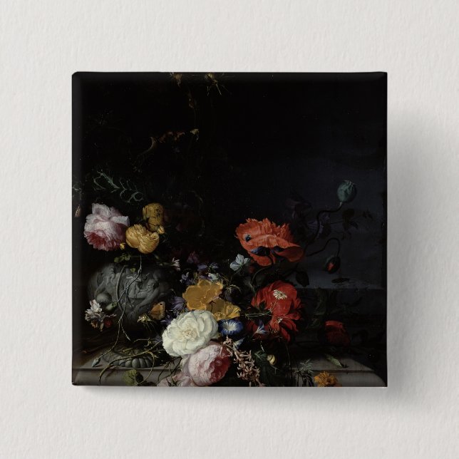 Stilleben med blommor och insekter knapp (Framsida)