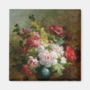 Stilleben med blommor och notblad magnet