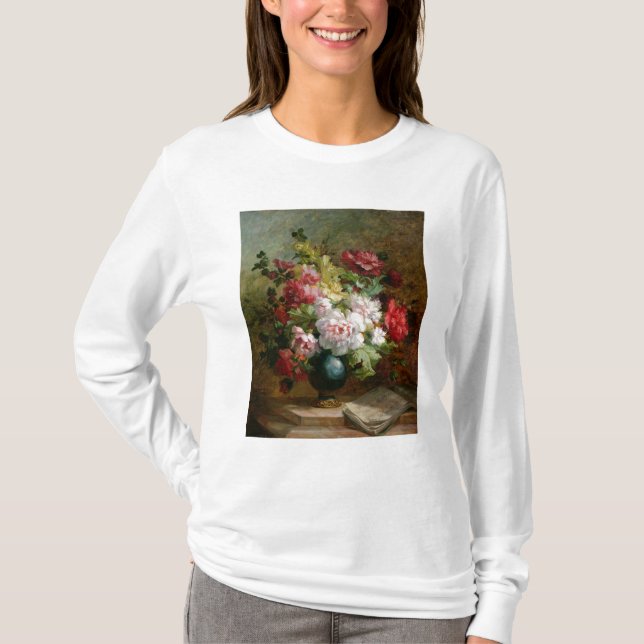 Stilleben med blommor och notblad t shirt (Framsida)