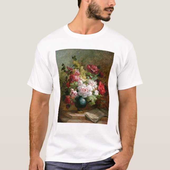 Stilleben med blommor och notblad tee shirt (Framsida)