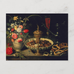 Stilleben med blommor och torkad frukt, 1611 vykort